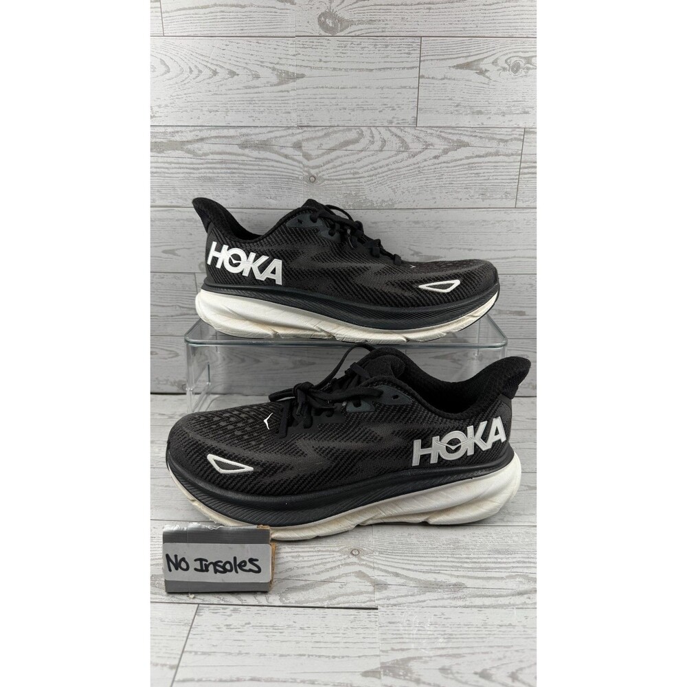 Hoka One One Clifton 9 1127896 BWHT Black White 8B Women's Running Shoes #343
